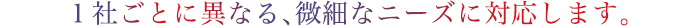 １社ごとに異なる、微細なニーズに対応します。